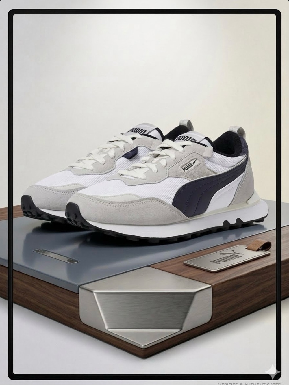 PUMA Rider FV Retro Rewind Sneakers White Grey Black 390168-02 size 8